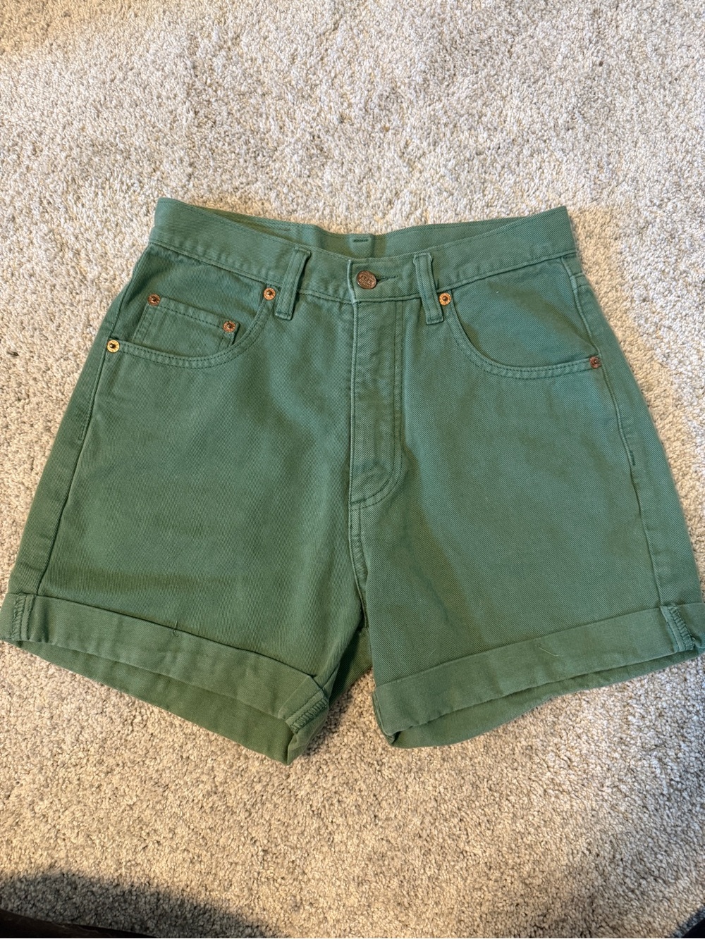 Pepe Jeans Green Cuffed Denim Shorts